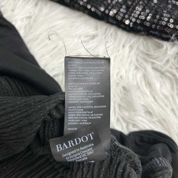 $140 Bardot Shimmer Black Long Sleeve Sequin Bodysuit Size S One-piece Holidays - Picture 10 of 11